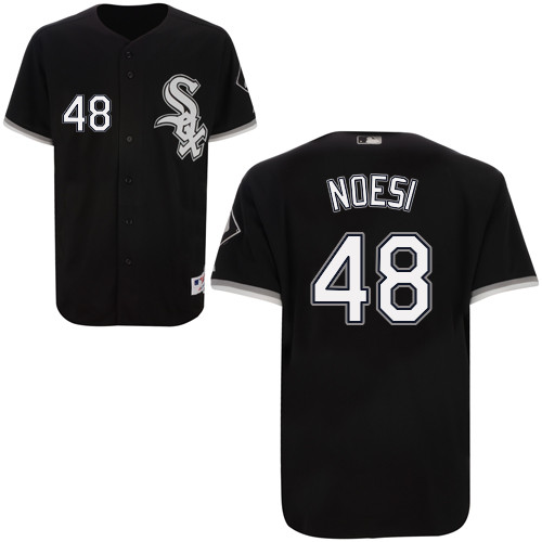 Hector Noesi #48 mlb Jersey-Chicago White Sox Women's Authentic Alternate Home Black Cool Base Baseball Jersey